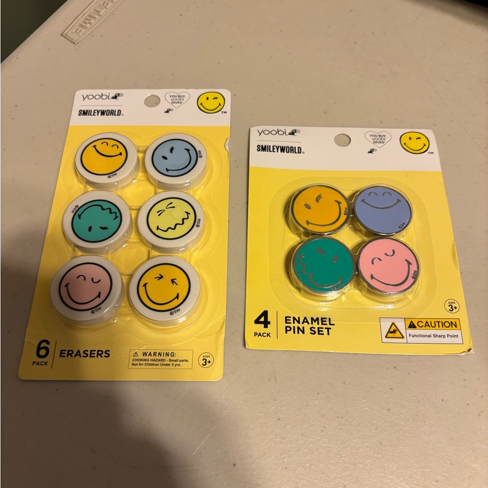 Yoobi SmileyWorld Colorful Erasers Set